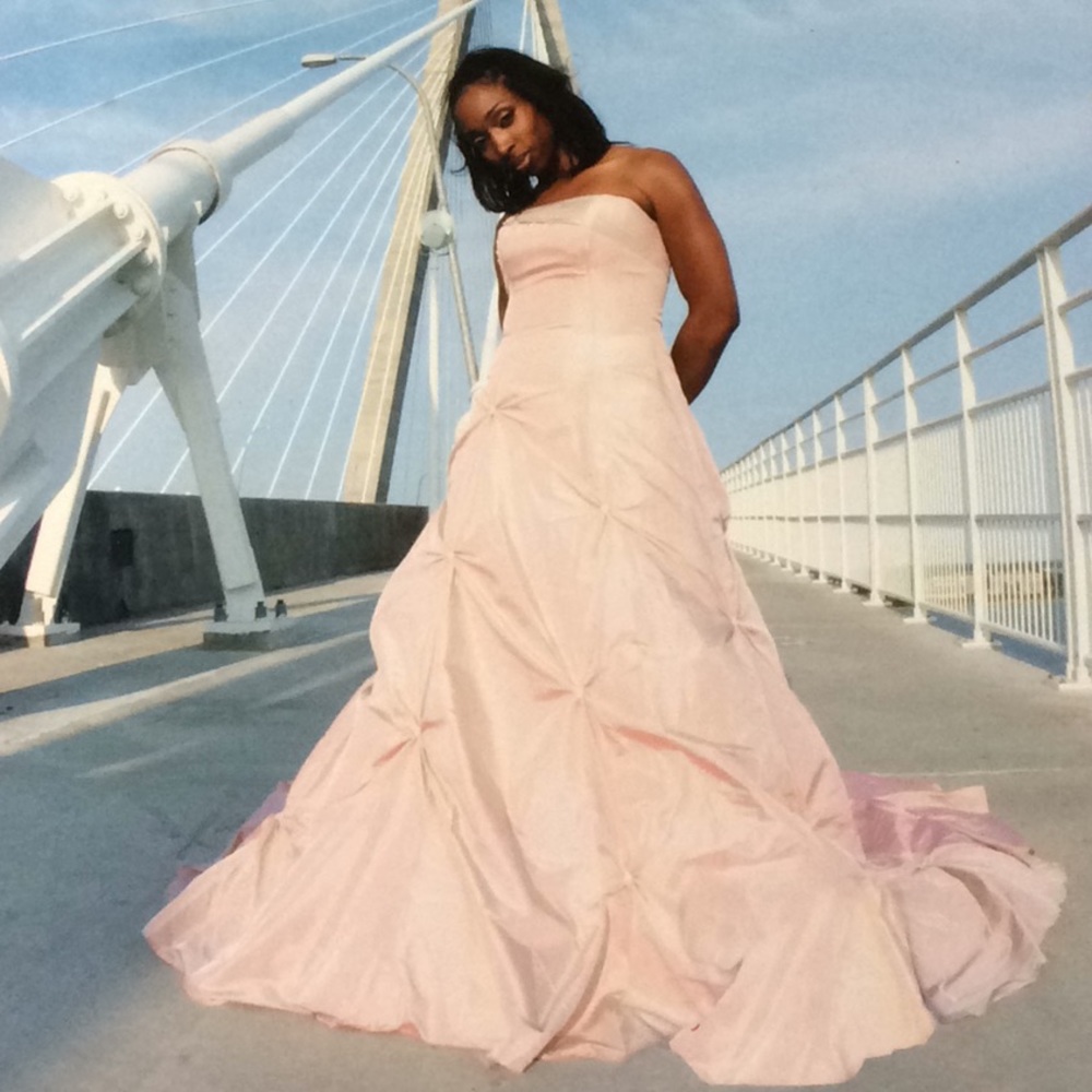 Embellished, beautifully, elegant wedding gown.